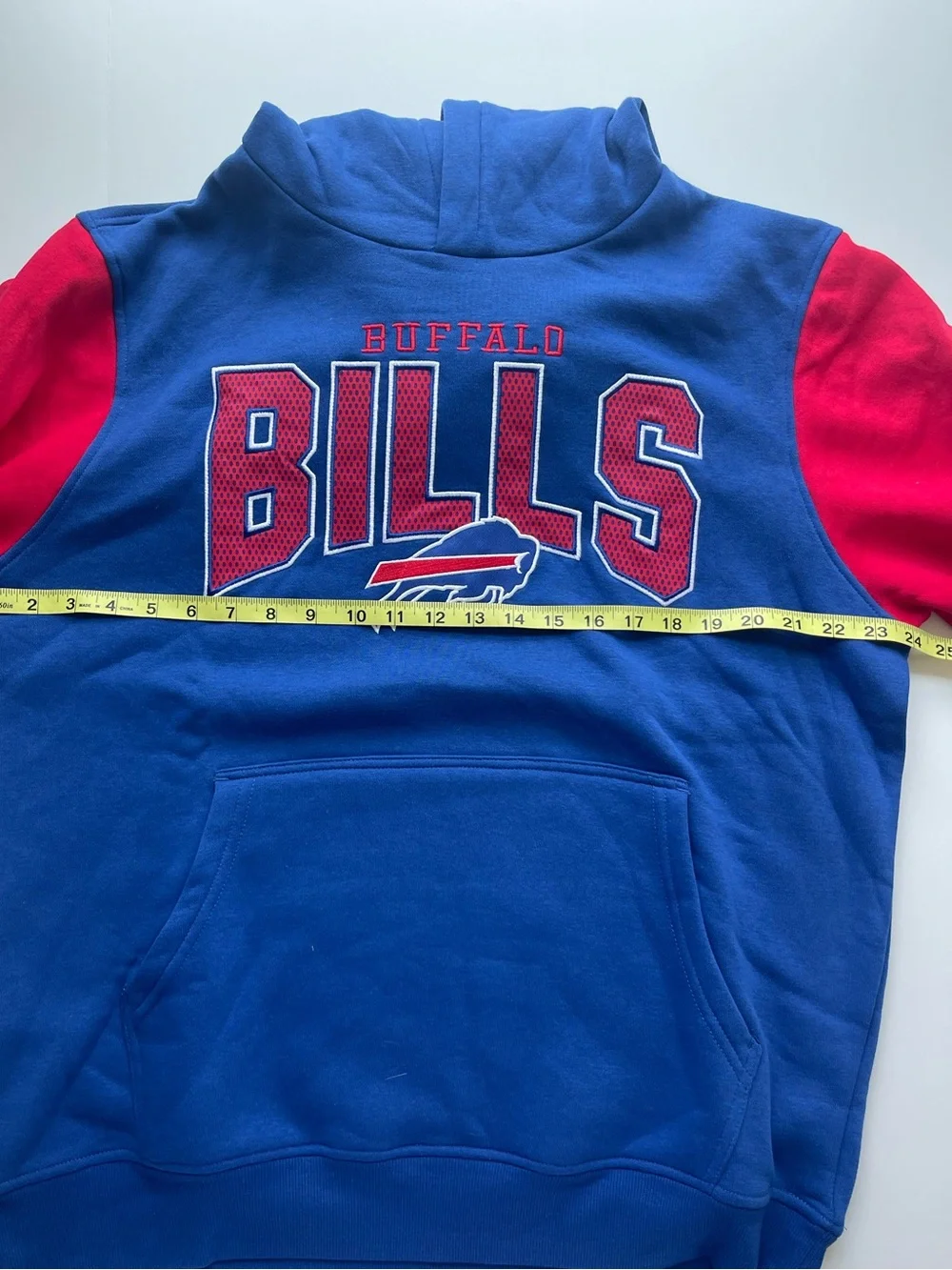 Buffalo Bills Hoodie (Men’s Size L) NFL Sweatshirt Red Blue Patches Like New